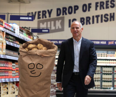 Tesco CEO and giant bag of potatoes Boris Johnson
